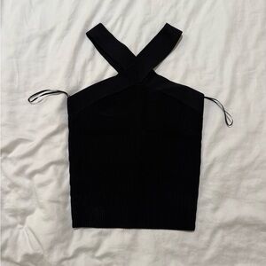 Aritzia Babaton Sculpt Knit Criss Cross Tank Top black size S